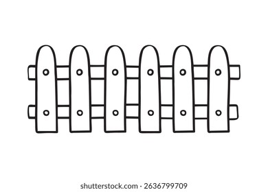 garden fence doodle hand drawn icon. Outline drawing garden wooden fence line clipart symbol. Vector illustration