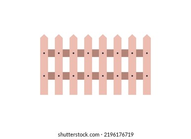 Garden fence and enclosure railing, banister or fencing sections with decorative pillars, wooden isolated fence balusters concept flat vector illustration.