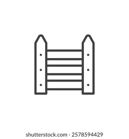 Garden Fence line icon. linear style sign for mobile concept and web design. Wooden fence outline vector icon. Symbol, logo illustration. Vector graphics