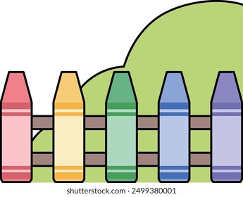 a garden fence made of crayons