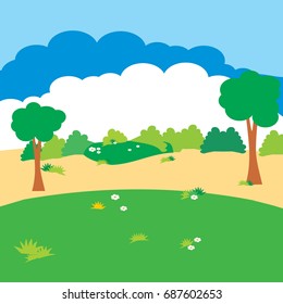garden with field and tree