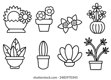 Jardín y Arreglos Florales Line Art Conceptos de Ilustración Artística