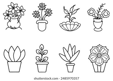 Jardín y Arreglos Florales Line Art Ejemplos de ilustración originales