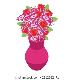Garden flower icon isometric vector. Rose bouquet. Spring floral