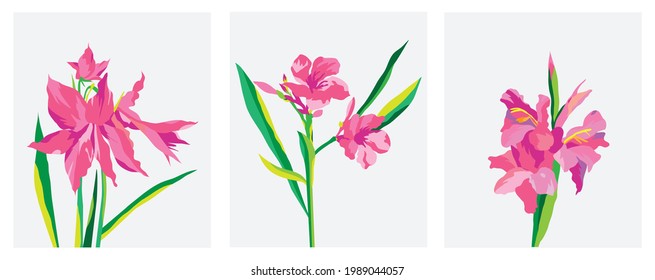 garden flower illustrations from minimalist style vector images for poster prints, invitation card designs, weddings, books, wall displays, banners.