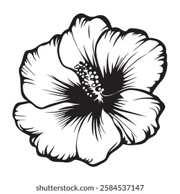 Garden flower. Linear vector drawing isolated on a white background.