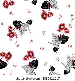 Garden flower on a random repeat seamless pattern vector on white background.