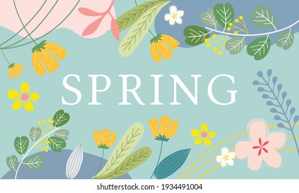 Garden flower, plants, botanical, seamless pattern vector design for fashion, fabric, wallpaper. Spring pattern colorful flowers