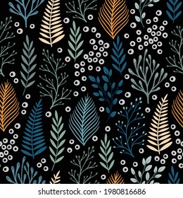Garden flower, plants ,botanical ,seamless pattern vector design for cover, fabric, interior decor. Cute pattern with plant branch.