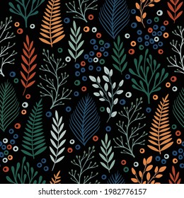 Garden flower, plants ,botanical ,seamless pattern vector design for cover, fabric, interior decor. Cute pattern with plant branch.