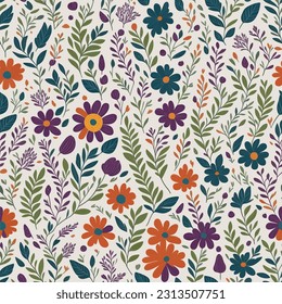 Garden flower, plants ,botanical ,seamless pattern vector design for fashion,fabric,wallpaper and all prints on white background color.