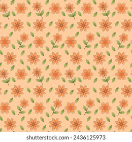 Garden flower, plants, botanical, seamless pattern vector design for fashion, fabric, gift wrap wallpaper and all prints. Hand drawn flower background for design and decoration.