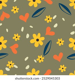 Garden flower, plants ,botanical ,seamless pattern vector design for fashion,fabric,wallpaper and all prints on green mint background color. Cute pattern in small flower