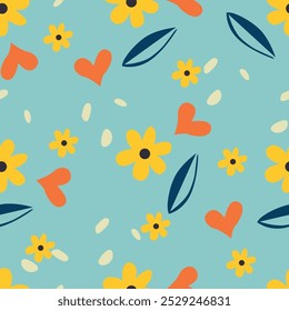 Garden flower, plants ,botanical ,seamless pattern vector design for fashion,fabric,wallpaper and all prints on green mint background color. Cute pattern in small flower
