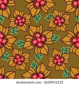Garden flower, plants ,botanical ,seamless pattern vector design for fashion,fabric,wallpaper and all prints on green mint background color. Cute pattern in small flower. Small colorful flowers.
