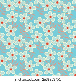 Garden flower, plants ,botanical ,seamless pattern vector design for fashion,fabric,wallpaper and all prints on green mint background color. Cute pattern in small flower. Small colorful flowers.
