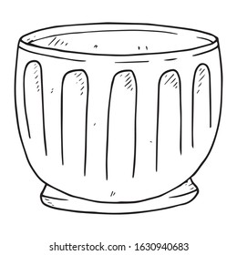 Garden flower pot icon. Vector illustration of a pot for spring flowers. Hand drawn garden pots for spring flowers.