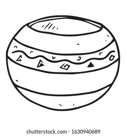 Garden flower pot icon. Vector illustration of a pot for spring flowers. Hand drawn garden pots for spring flowers.