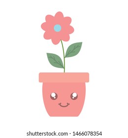 garden flower in pot kawaii character