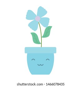 garden flower in pot kawaii character