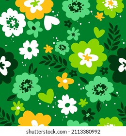 Garden flower seamless pattern, Minimal Flat design background. 