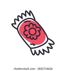 garden flower seeds bag line and fill style icon design, Gardening planting and nature theme Vector illustration