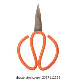 Garden flower shears scissors for cutting plants. Vector isolated cartoon working tool.