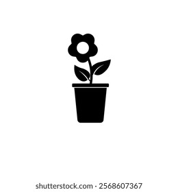 Garden Flowers Blossom, Floral Plants Solid Flat Vector Icon Isolated on White Background.