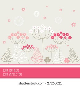 Garden flowers and herbs background. Vector illustration.