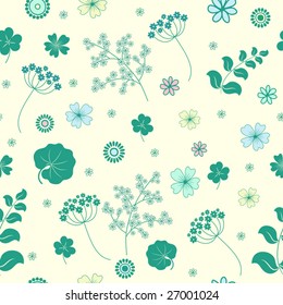 Garden flowers and herbs seamless background. Vector illustration.