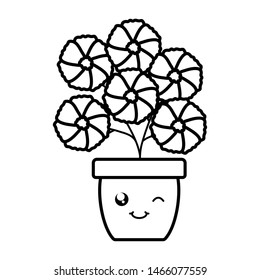 garden flowers plant in pot kawaii character