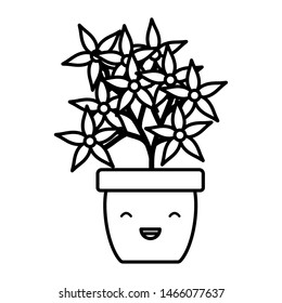 garden flowers plant in pot kawaii character