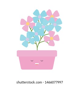 garden flowers plant in square pot kawaii character