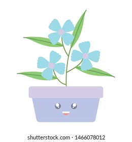 garden flowers plant in square pot kawaii character