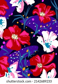 Garden flowers, plants,botanical,rough  pattern vector design for fashion,fabric, wallpaper, prints.