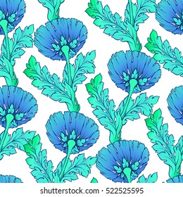 Garden flowers. Seamless, hand-painted, soft gradient pattern. Vector background can be used as backdrop or in textile design.