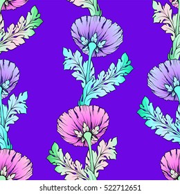 Garden flowers. Seamless, hand-painted, soft gradient pattern. Vector background can be used as backdrop or in textile design.