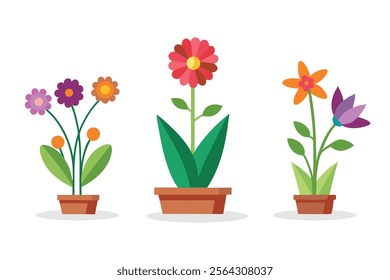 
Garden flowers set isolated flat vector illustration on white background
