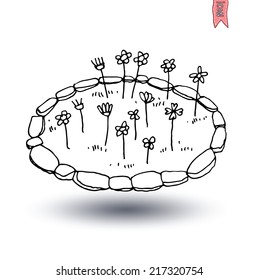  garden flowers, vector illustration.
