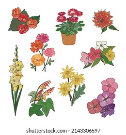 Gartenblumen, Vektorgrafik-Set