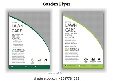 Garden Flyer it Color is green size is A4 Lawn Mower Service Flyer Template. lawn mower poster, leaflet, poster design. grass, brochure, mowing, garden flyer