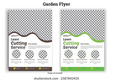 Garden Flyer it color is  green size is A4 Lawn Mower Garden or Landscaping Service Postcard Template. Eddm Postcard Design, Event Card Design, Direct Mail Template, Invitation Design. leafle