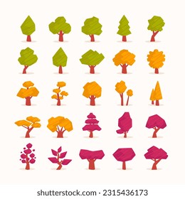 ilustración de color simple de árboles de jardín o bosque
