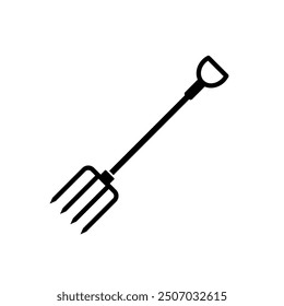 Garden fork black and white flat vector icon design. Garden fork symbol and pictogram