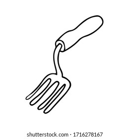 Gartengabel im Doodle-Stil. Handgezeichnete Vektorgrafik auf schwarzer Tinte einzeln auf weißem Hintergrund.