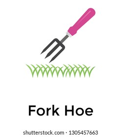 Garden fork, gardening tool flat icon 