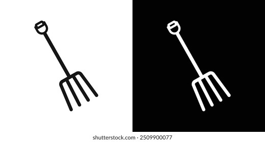 Garden fork icon Black line art vector logo set