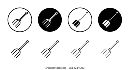 Garden fork icon Black and white outline vector