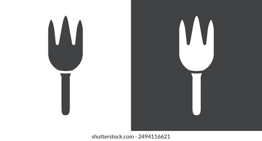 Garden fork icon Flat set in black and white color outline vector
