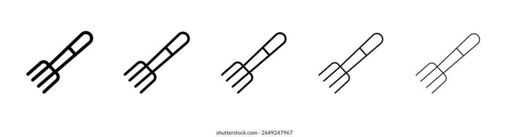 Garden fork icon thin line outline set or collection